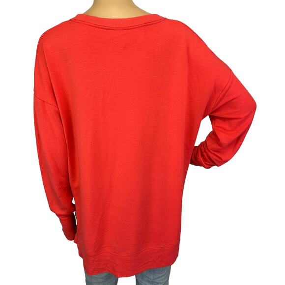 Athleta Coaster Luxe Sweatshirt Coral Red Orange Modal Size M - Picture 5 of 11